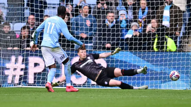 Haji Wright scores from the penalty spot