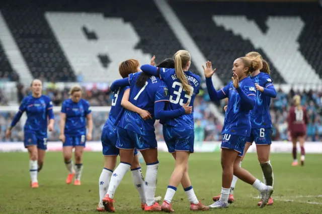 Chelsea celebrate Yui Hasegawa's own goal