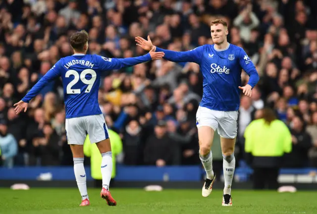 Everton's Jake O'Brien celebrates scoring