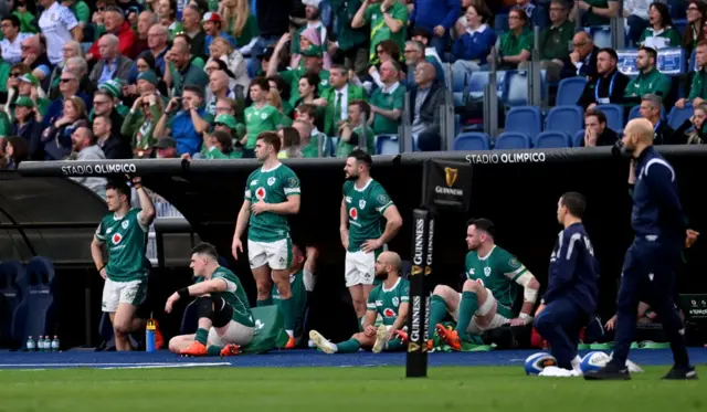 Irish players watch on