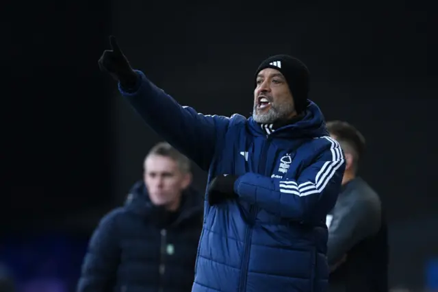 Nuno Espirito Santo, Manager of Nottingham Forest, gestures