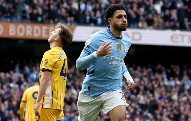 Omar Marmoush of Manchester City celebrates