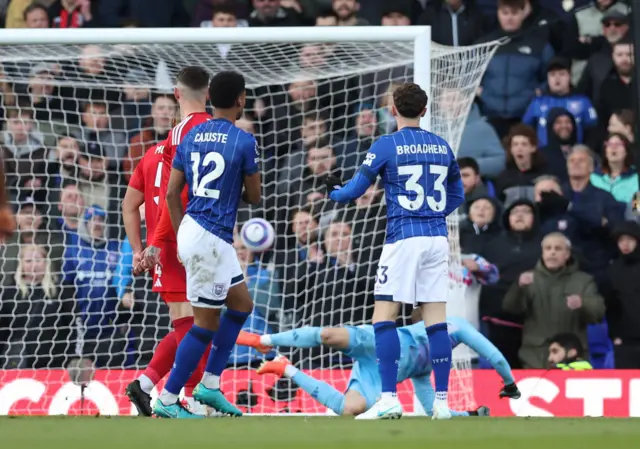 Ipswich Town's Jens Cajuste scores their first goal