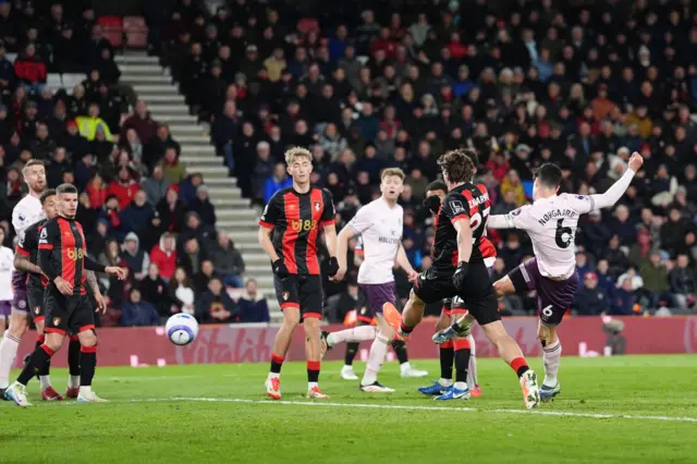 Brentford's Christian Norgaard (right) scores their side's second goal