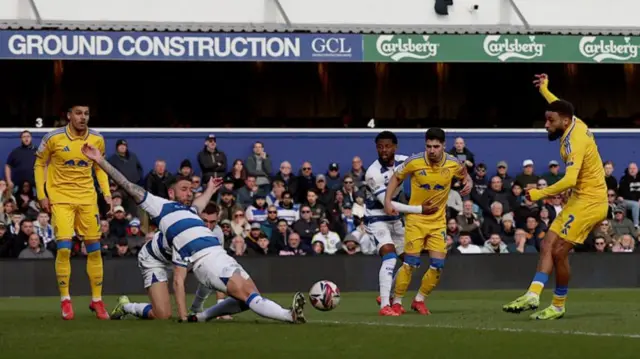 Jayden Bogle slots the equaliser for Leeds