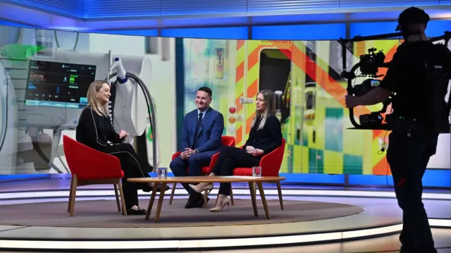 Health Secretary Wes Streeting and shadow education secretary Laura Trott (right) appearing on the BBC 1 current affairs programme, Sunday With Laura Kuenssberg