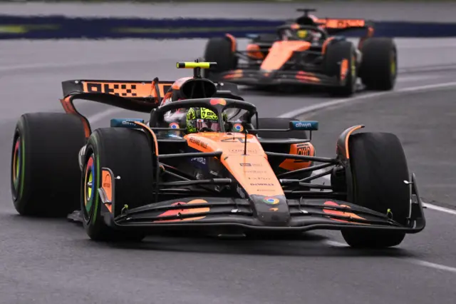 McLaren's Lando Norris ahead of teammate Oscar Piastri