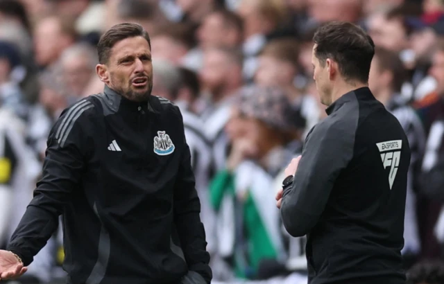 Newcastle United assistant manager Jason Tindall reacts