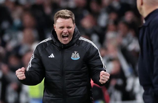 Newcastle United manager Eddie Howe celebrates