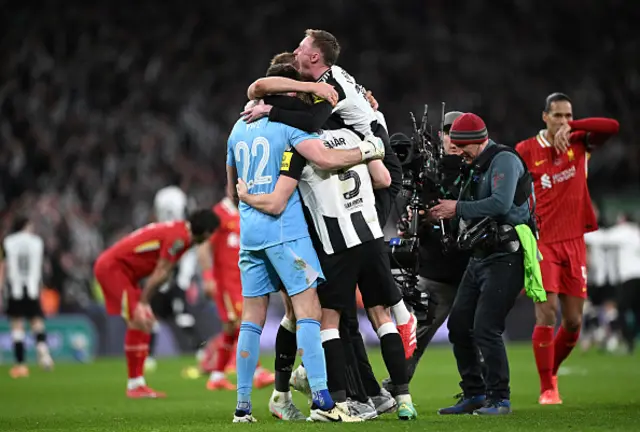 Players of Newcastle United celebrate