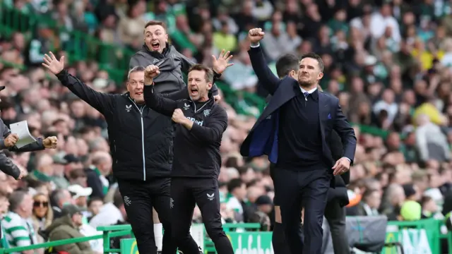 Rangers coaching staff celebrate