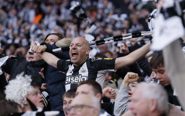 Newcastle United fans react in the stands