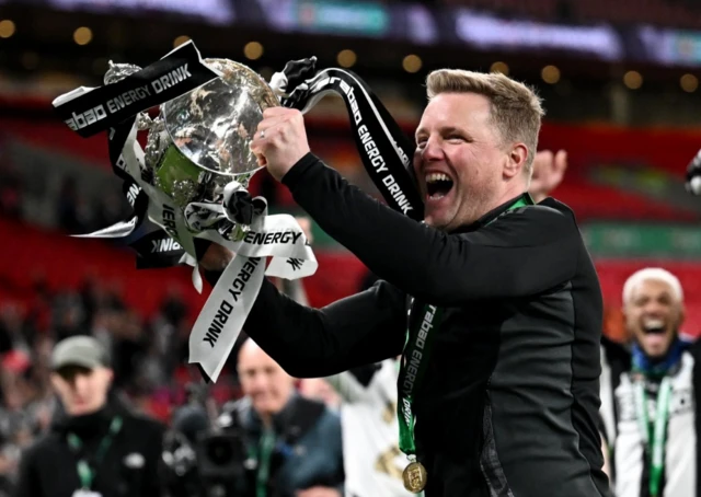 Newcastle United manager Eddie Howe celebrates