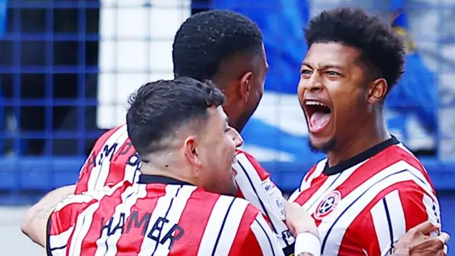 Rhian Brewster celebrates his goal against Sheffield Wednesday