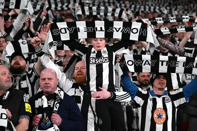 Fans of Newcastle United celebrate