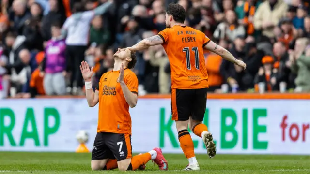 Dundee United's Kevin Trapanovski celebrates scoring against Dundee