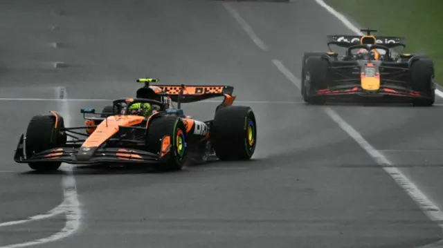 Lando Norris ahead of Max Verstappen