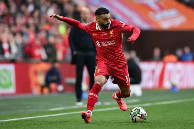 Mohamed Salah controls the ball