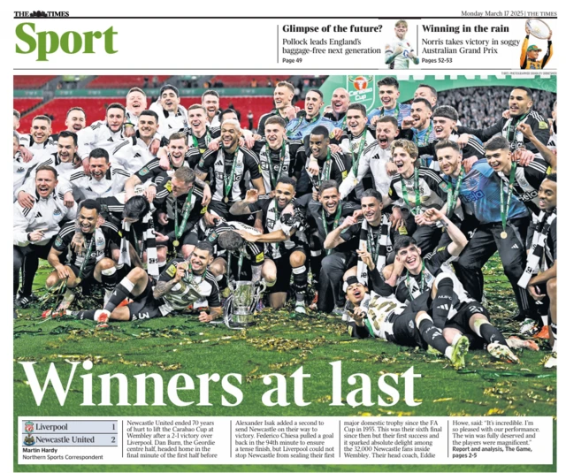 Times' main sport page