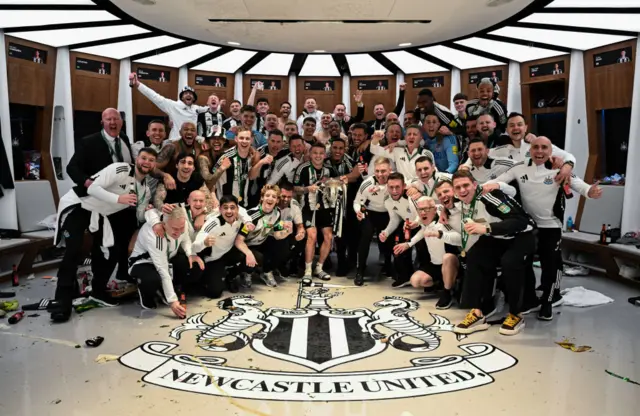 Newcastle players in the dressing room