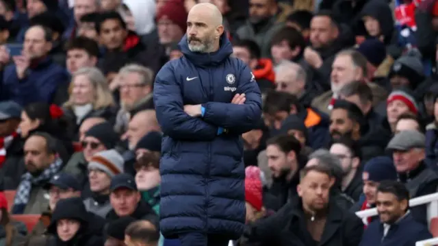 Maresca watches his side in action against Arsenal.