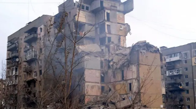 A building has been destroyed following an attack