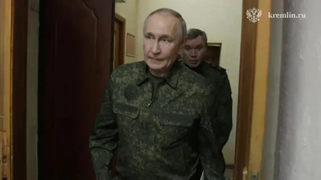 President Putin pictured visiting his forces in the Kursk region last week