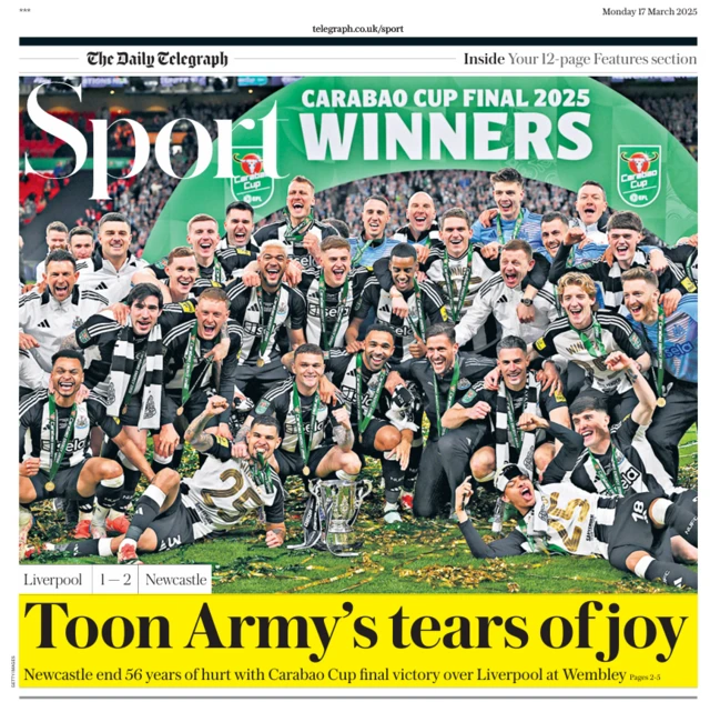 Telegraph main sport page