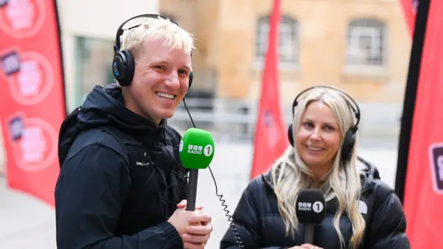 Jamie speaking to Charlie before setting off