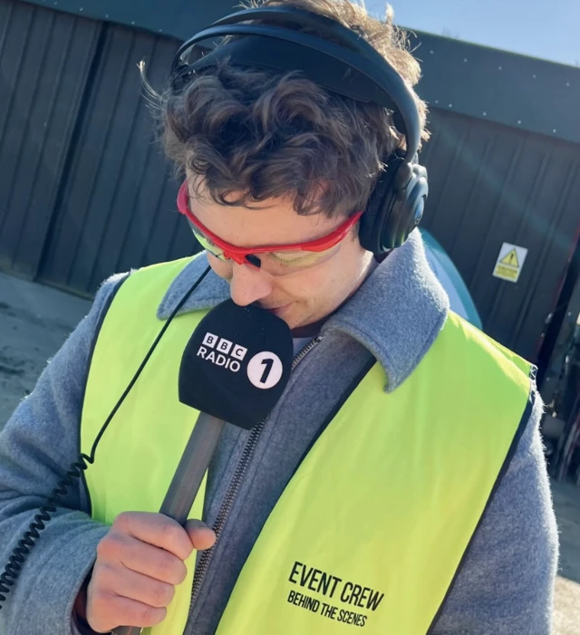 A distraught Matt Edmondson can barely look as his scooter gets crushed