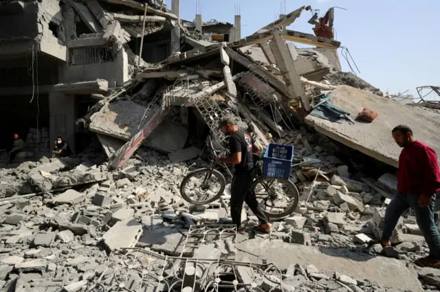 Damaged buildings in Jabalia in the northern Gaza Strip