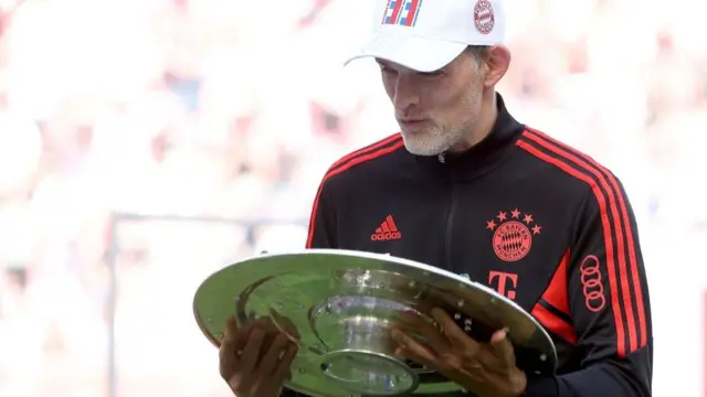 Thomas Tuchel with the Bundesliga trophy