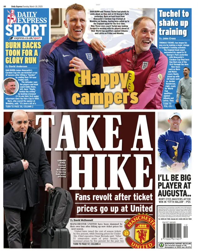 The back page of Tuesday's Daily Express