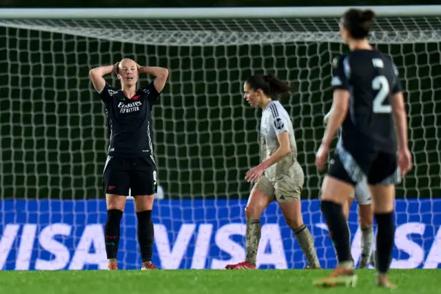 Beth Mead reacts to a missed chance