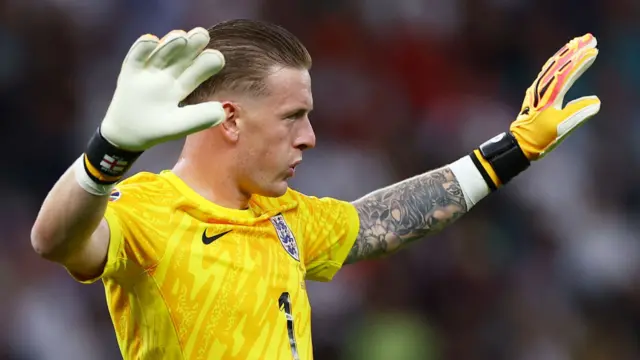 Jordan Pickford playing for England