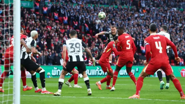 Dan Burn scores in the Carabao Cup final