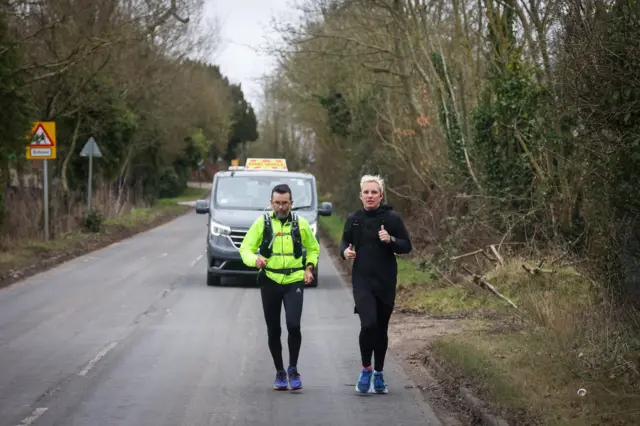 Jamie Laing out on the road on day 1 of his Comic Relief challenge
