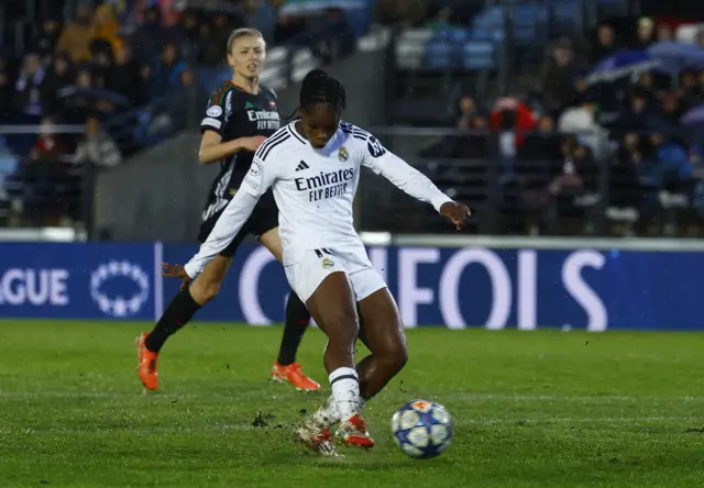 Real Madrid's Linda Caicedo scores their first goal.