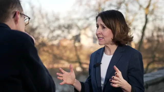 Liz Kendall gestures as she speaks