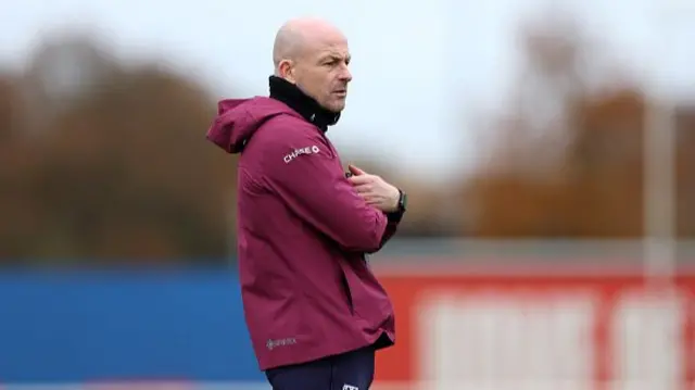 Lee Carsley, Interim Head Coach of England, looks on