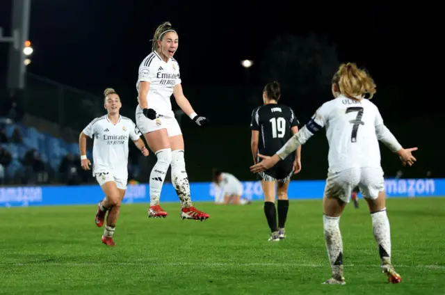 Athenea of Real Madrid celebrates scoring her team's second goal