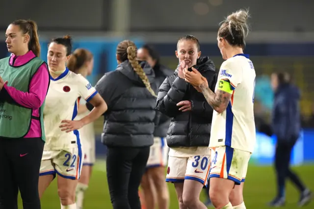 Chelsea's Millie Bright (right) and Keira Walsh appear dejected