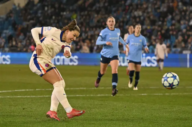 Johanna Rytting Kaneryd hits the woodwork with this shot.