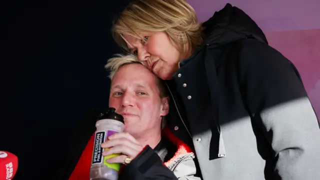 Jamie Laing and his mum Penny after the end of Day 2