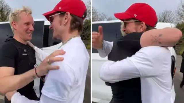 Jamie Laing hugs Oliver Proudlock