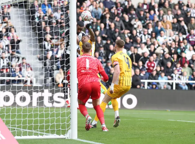 Alexander Isak of Newcastle United misses a chance