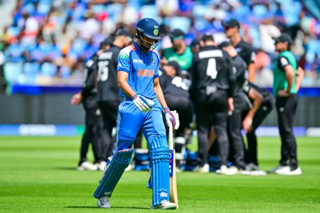 Shubman Gill walks off after being dismissed