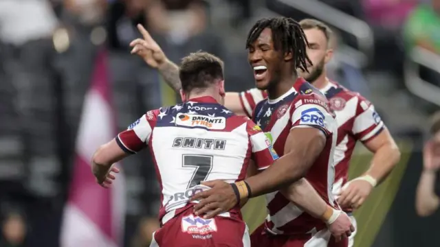 Wigan celebrate against Warrington