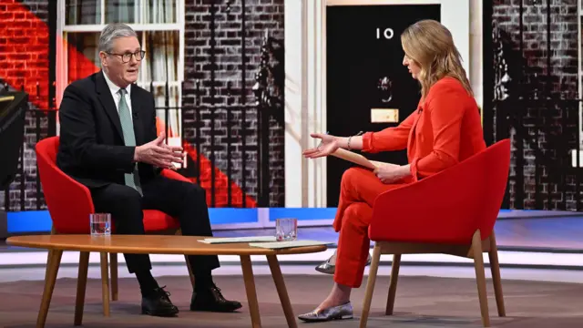 Starmer giving an interview in a BBC studio