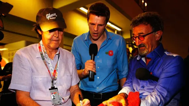 Musician Paul McCartney talks with Jake Humphrey and Eddie Jordan